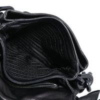 Prada Black Nappa Leather Ruffle & Resin Chainlink Shoulder Bag