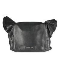 Prada Black Nappa Leather Ruffle & Resin Chainlink Shoulder Bag