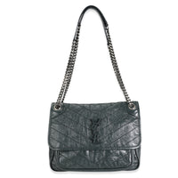 Saint Laurent Algae Matelassé Crinkled Calfskin Medium Niki Bag