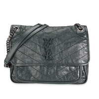 Saint Laurent Algae Matelassé Crinkled Calfskin Medium Niki Bag