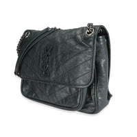 Saint Laurent Algae Matelassé Crinkled Calfskin Medium Niki Bag