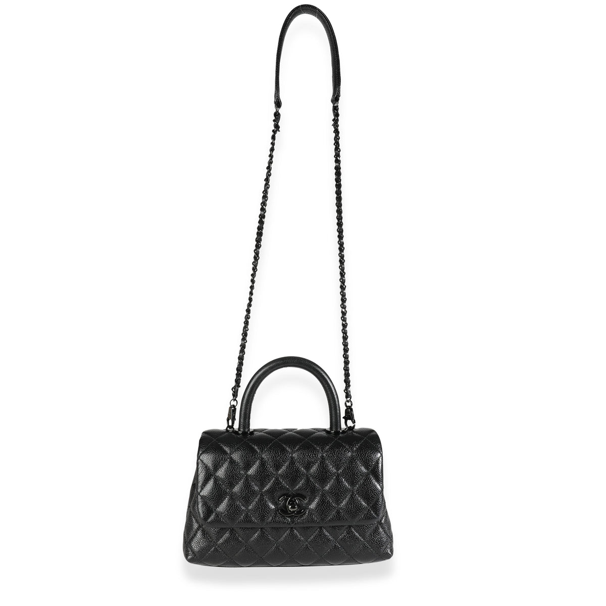 Chanel So Black Quilted Caviar Small Coco Top Handle Flap Bag, myGemma