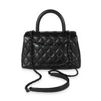 Chanel So Black Quilted Caviar Small Coco Top Handle Flap Bag