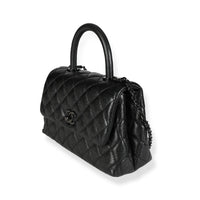 Chanel So Black Quilted Caviar Small Coco Top Handle Flap Bag