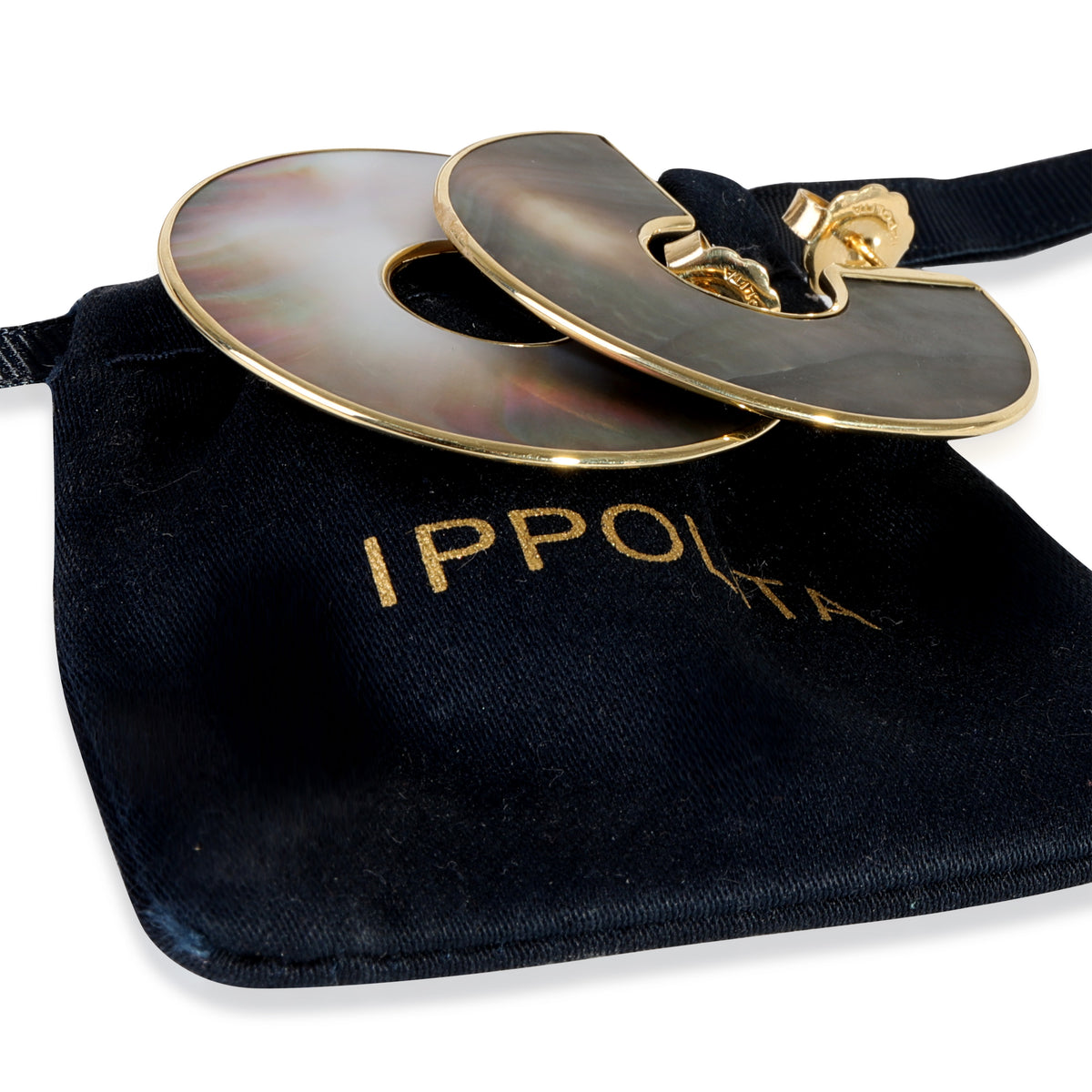 Ippolita Polished Rock Candy Shell Slices Hoop Earring in 18K Yellow Gold