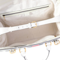 Gucci Ivory Leather & Web Floral Tapestry Duffle Bag