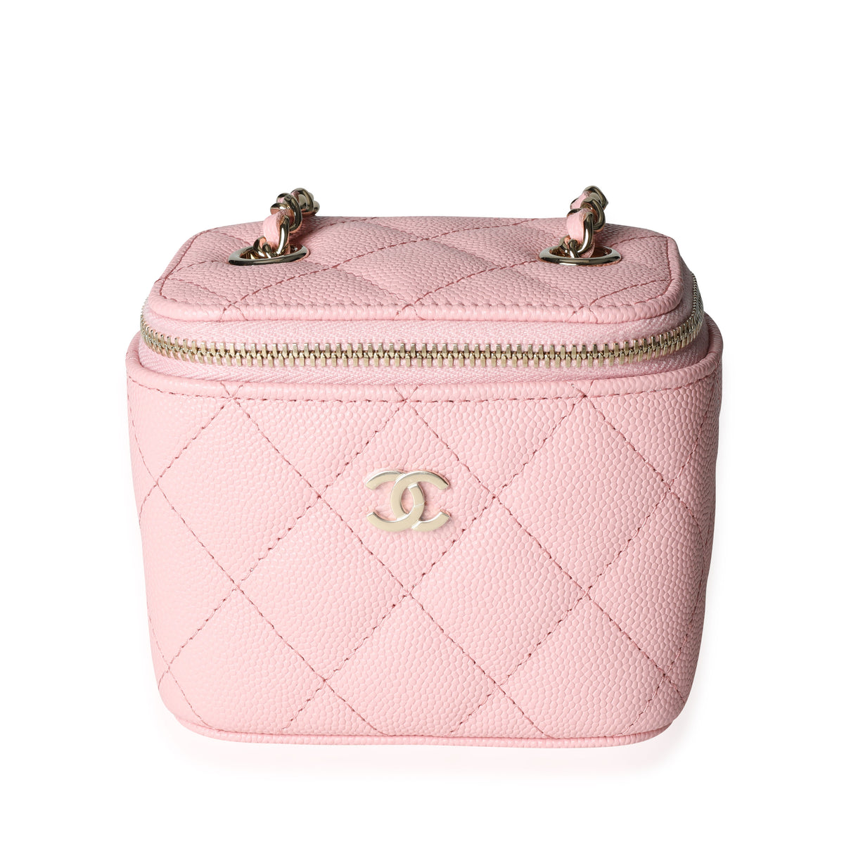 Chanel Small Vanity With Chain Bag In Neon Pink Patent Leather