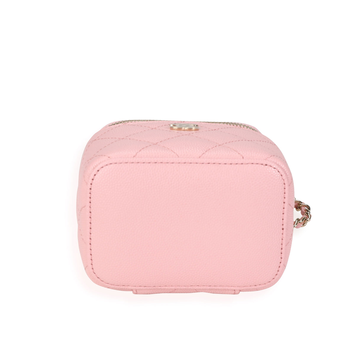 Chanel Pink Quilted Caviar Mini Vanity Case with Chain