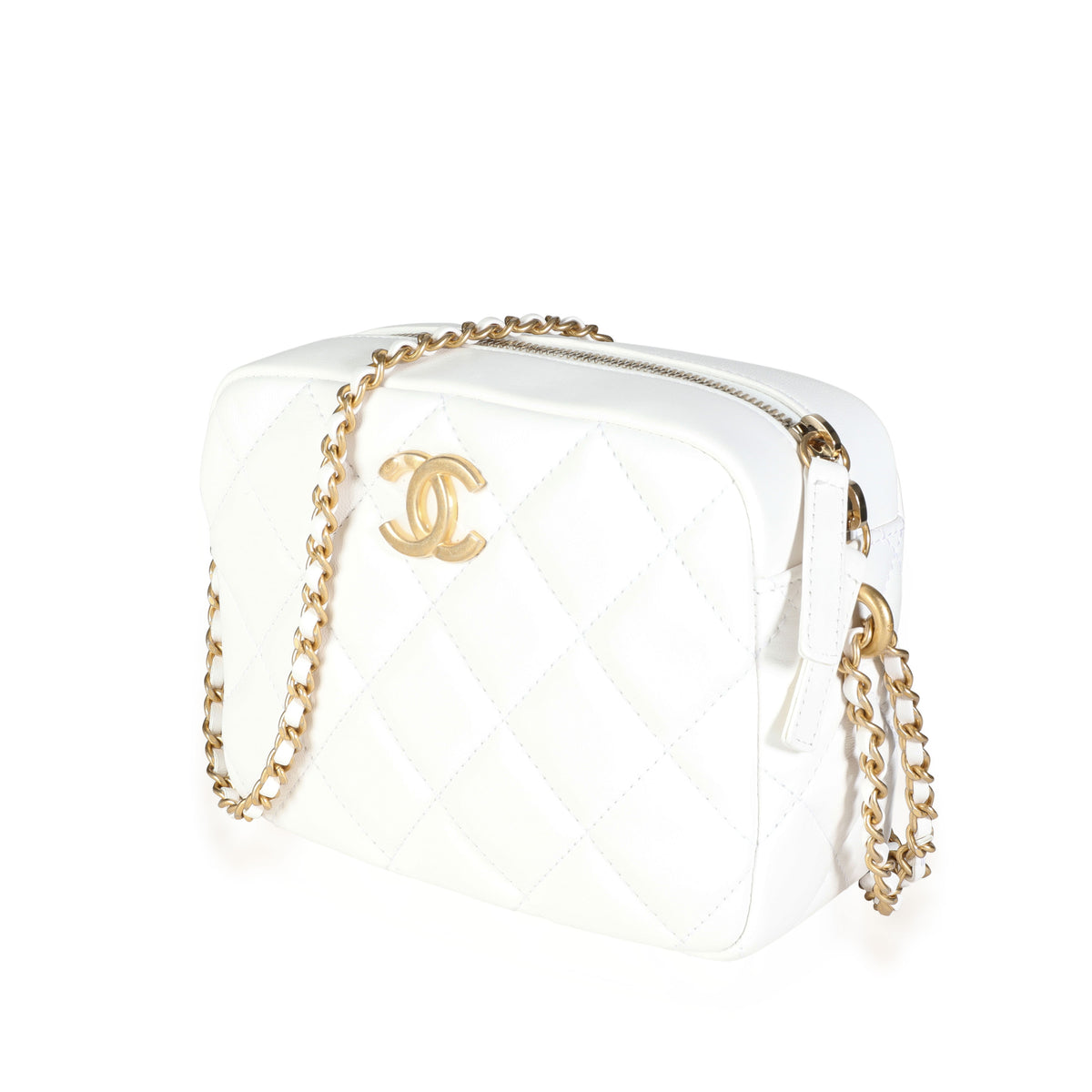 Chanel Camera Bag Small, White Smooth Calfskin, New in Box - Julia