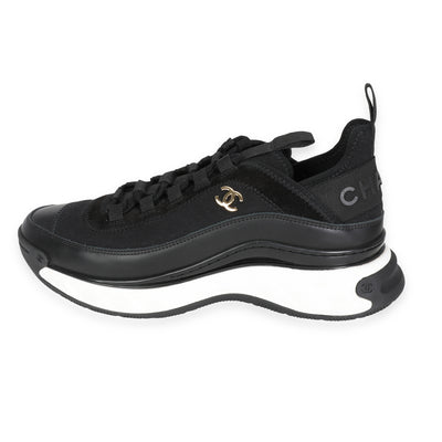 Chanel Wmns Calfskin & Mixed Fibers Sneaker Black & Gold