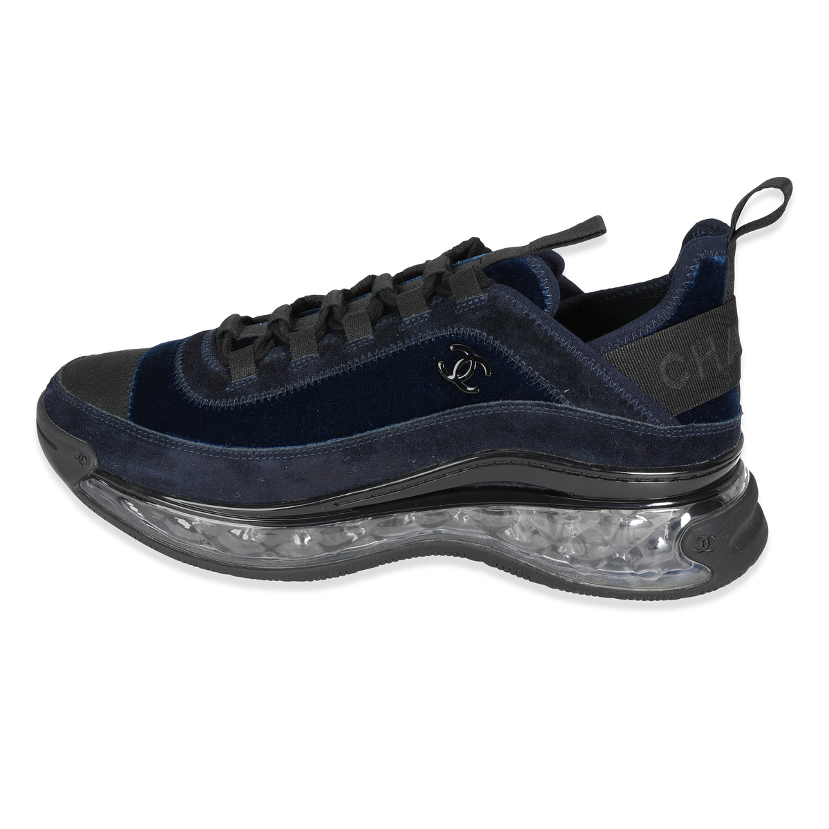 Chanel Wmns Velvet Calfskin Grosgrain Sneaker Navy Blue