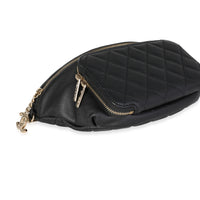 Chanel Black Quilted Caviar Leather Business Affinity Waist Belt Bag