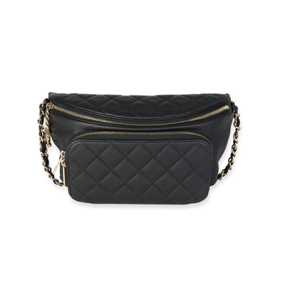 Chanel Black Quilted Caviar Leather Business Affinity Waist Belt Bag