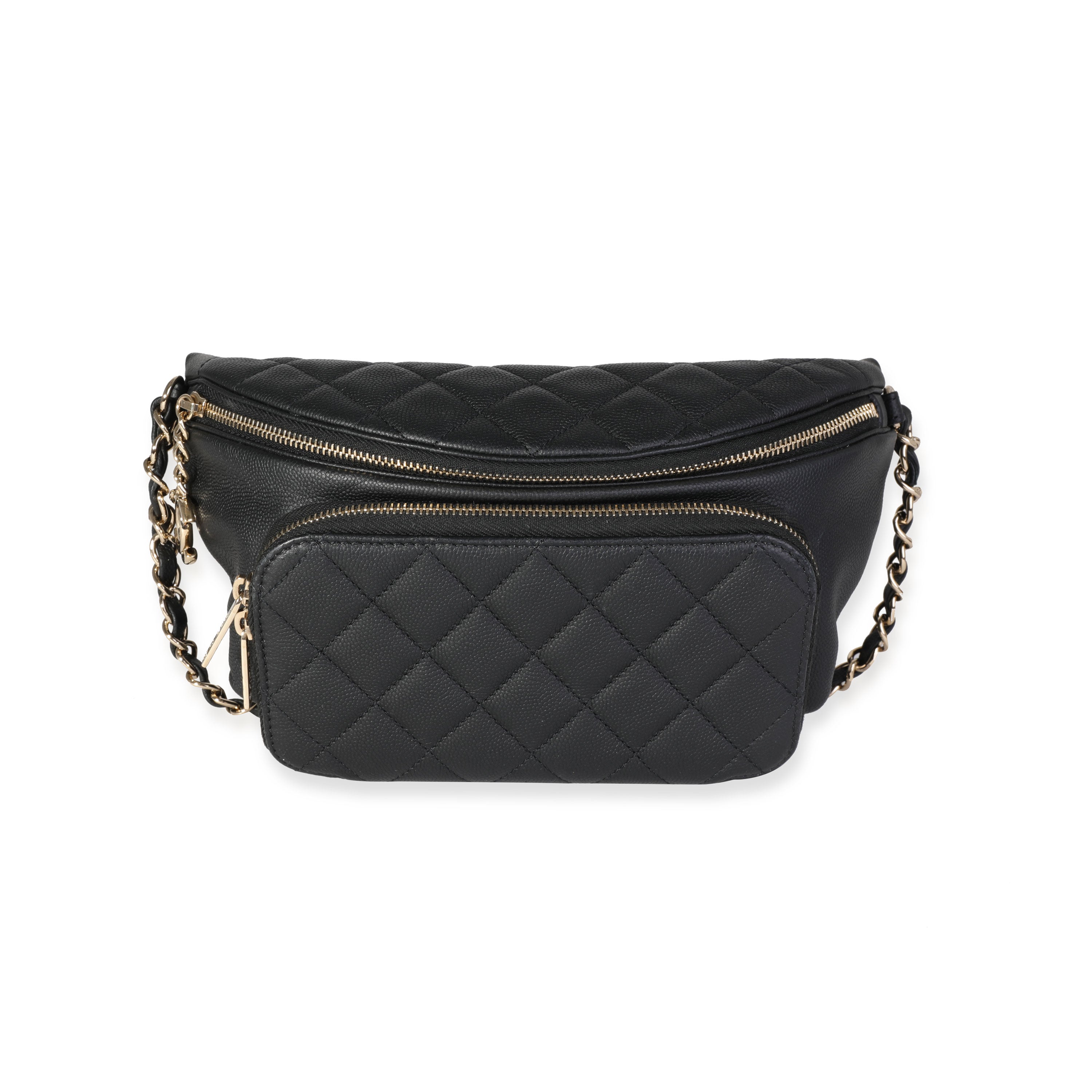 Chanel Black Quilted Caviar Leather Business Affinity Waist Belt