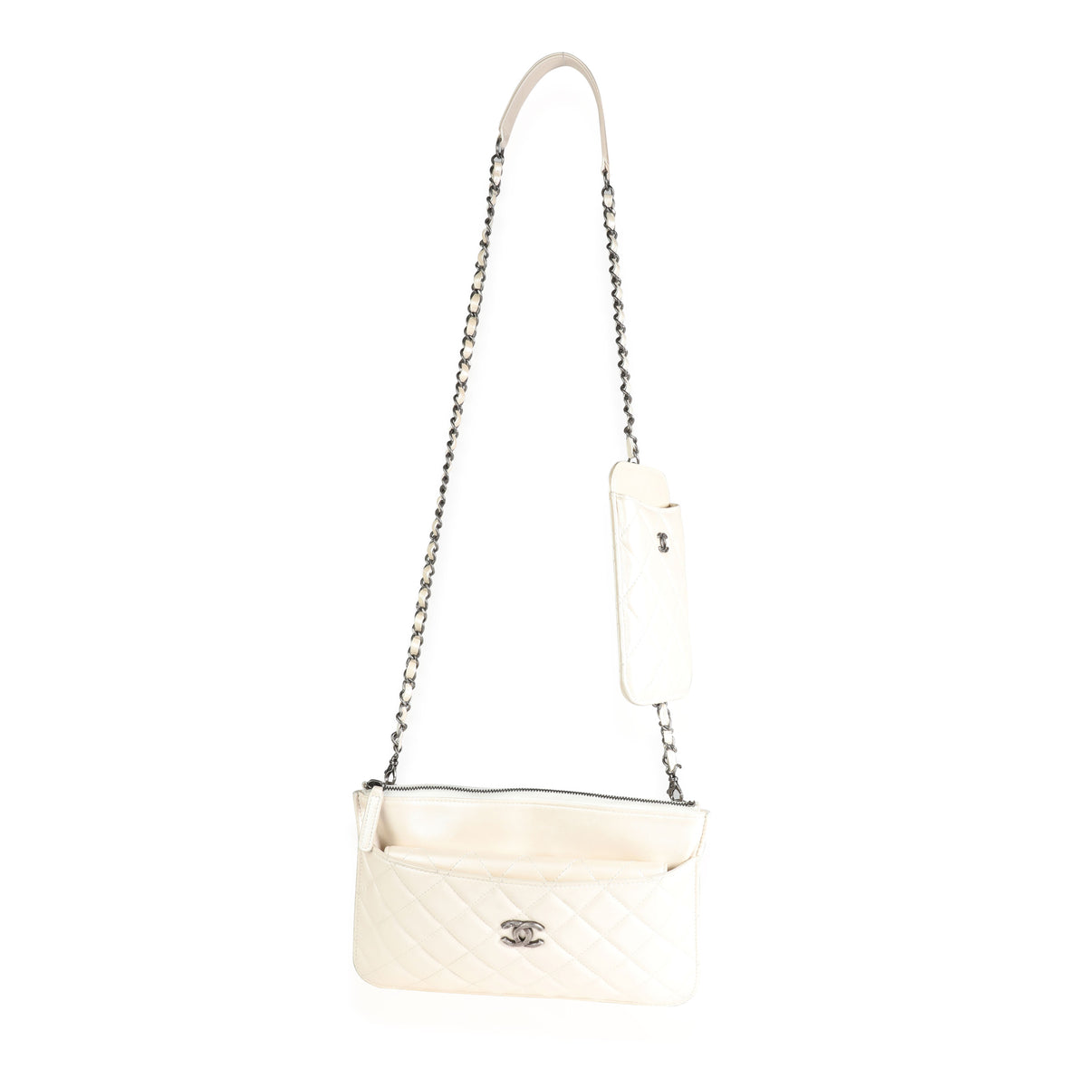 Chanel Ivory Quilted Lambskin Bag In A Bag