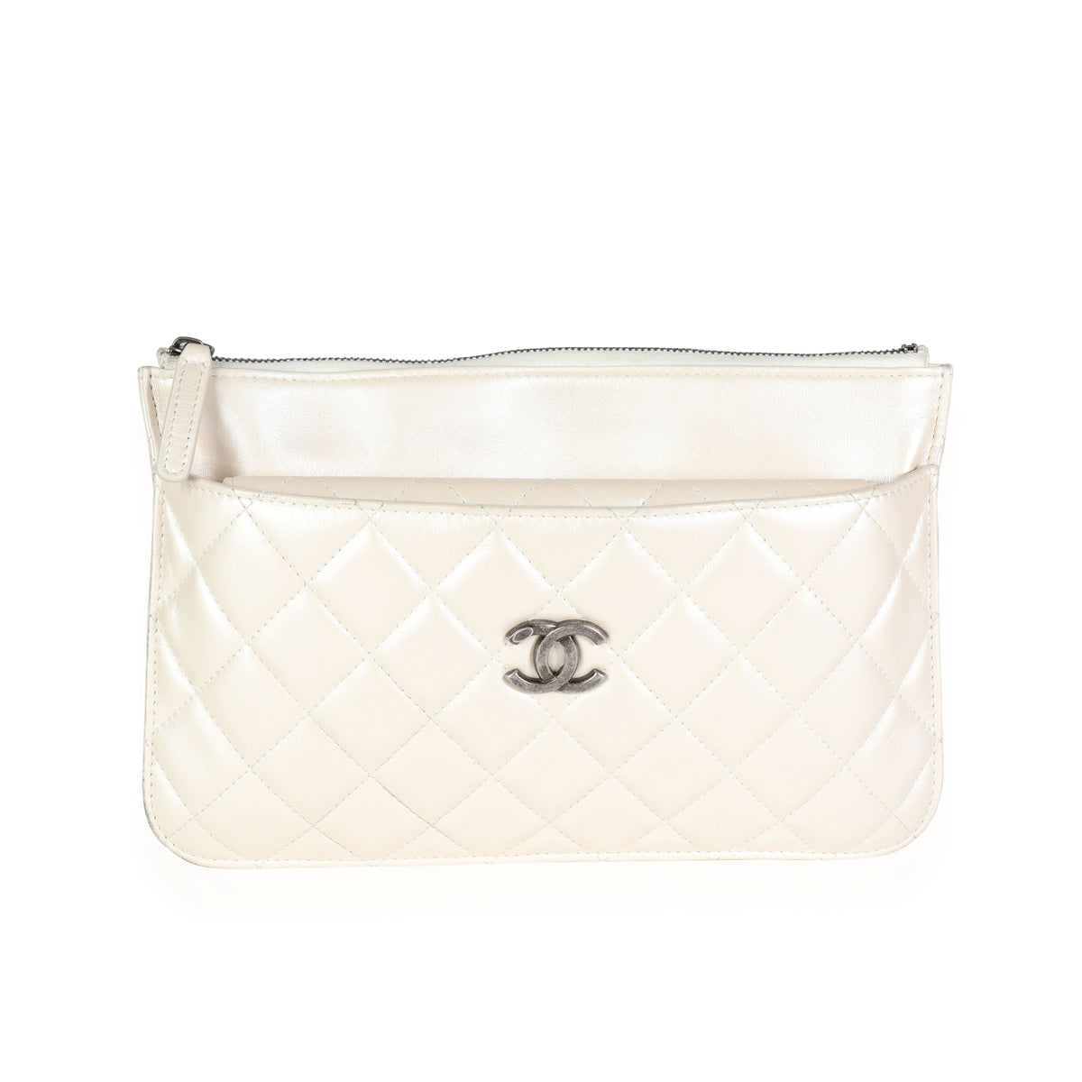 Chanel Ivory Quilted Lambskin Bag In A Bag