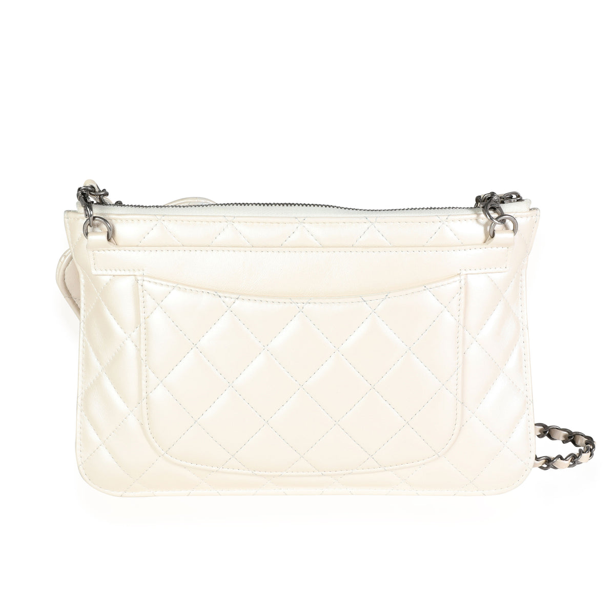 Chanel Ivory Quilted Lambskin Bag In A Bag