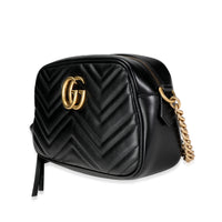 Gucci Black Matelassé Leather Small GG Marmont Shoulder Bag