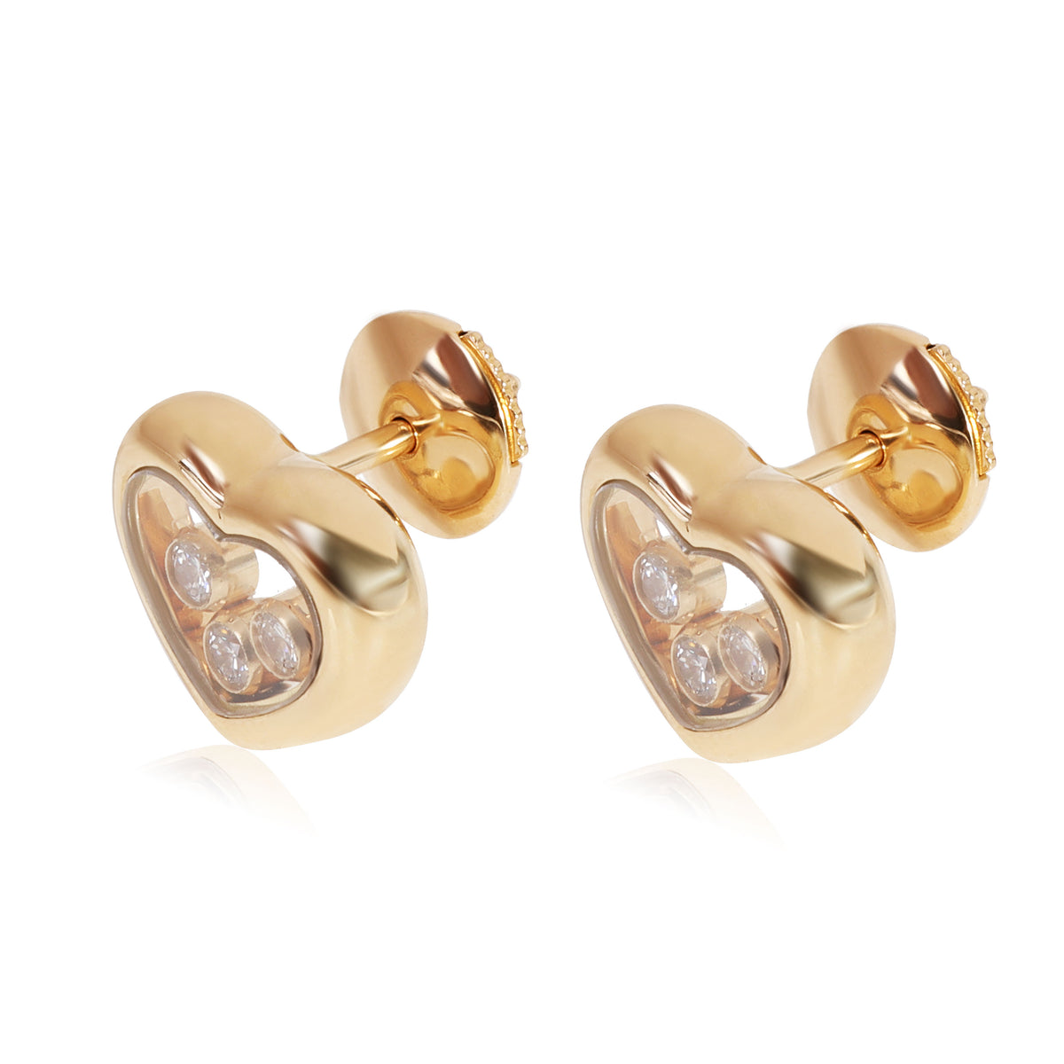 Chopard Happy Diamond Heart Earrings in 18k Yellow Gold 0.3 CTW