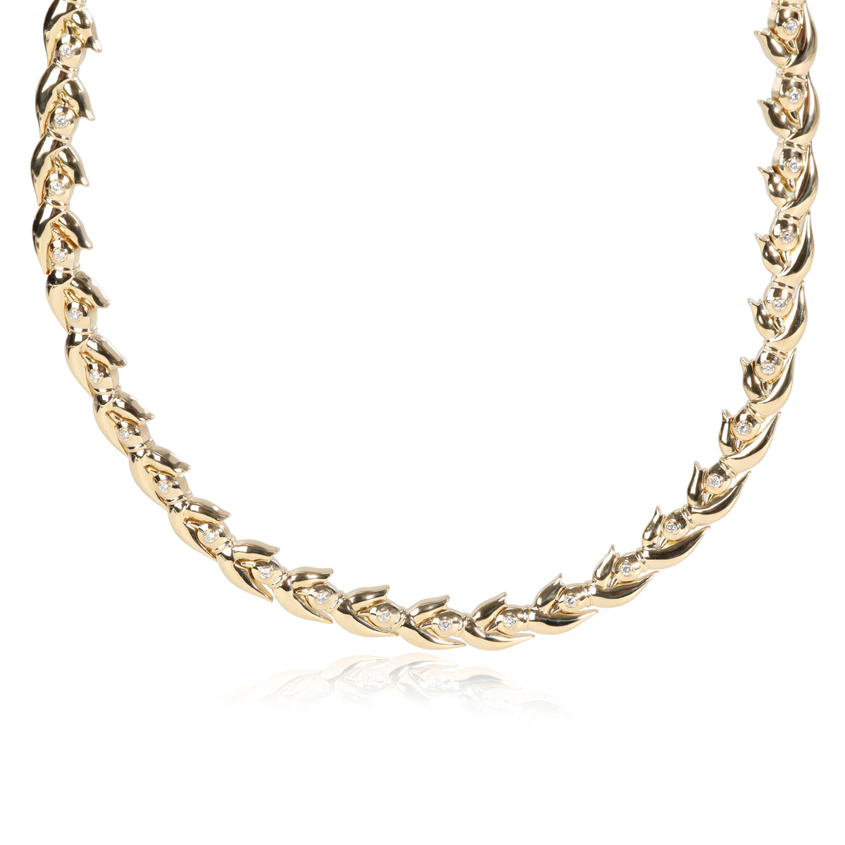 Hennel Vintage 1960's Diamond Choker Necklace in 18k Yellow Gold 0.5 CTW