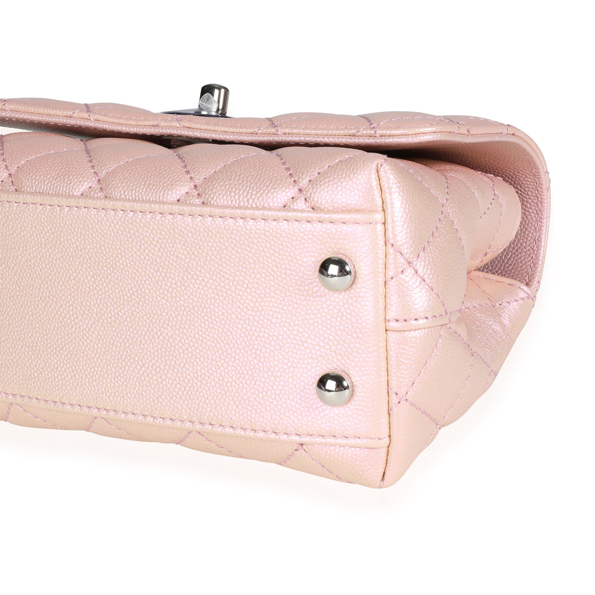 Replica Chanel Mini Coco Flap Bag with Top Handle in Iridescent Graine
