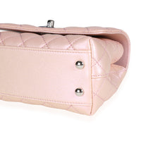 Chanel Iridescent Pink Quilted Caviar Coco Top Handle Extra Mini Flap Bag