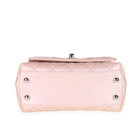 Chanel Iridescent Pink Quilted Caviar Coco Top Handle Extra Mini Flap Bag