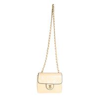 Chanel Vintage Beige Quilted Lambskin Mini Square Flap Bag