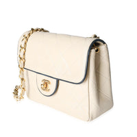 Chanel Vintage Beige Quilted Lambskin Mini Square Flap Bag