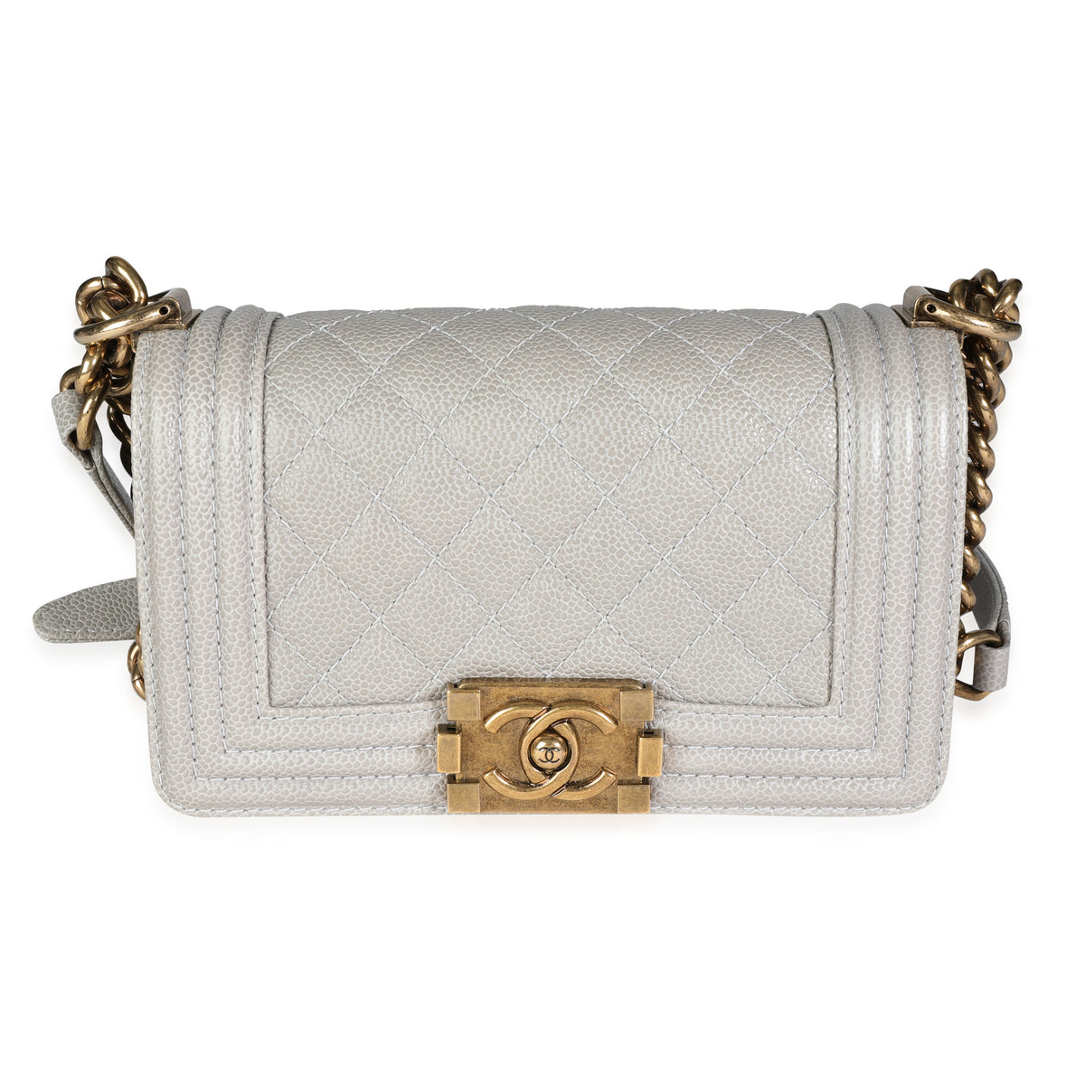 Chanel Gray Caviar Quilted Small Boy Bag