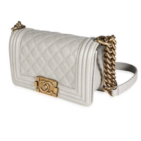 Chanel Gray Caviar Quilted Small Boy Bag