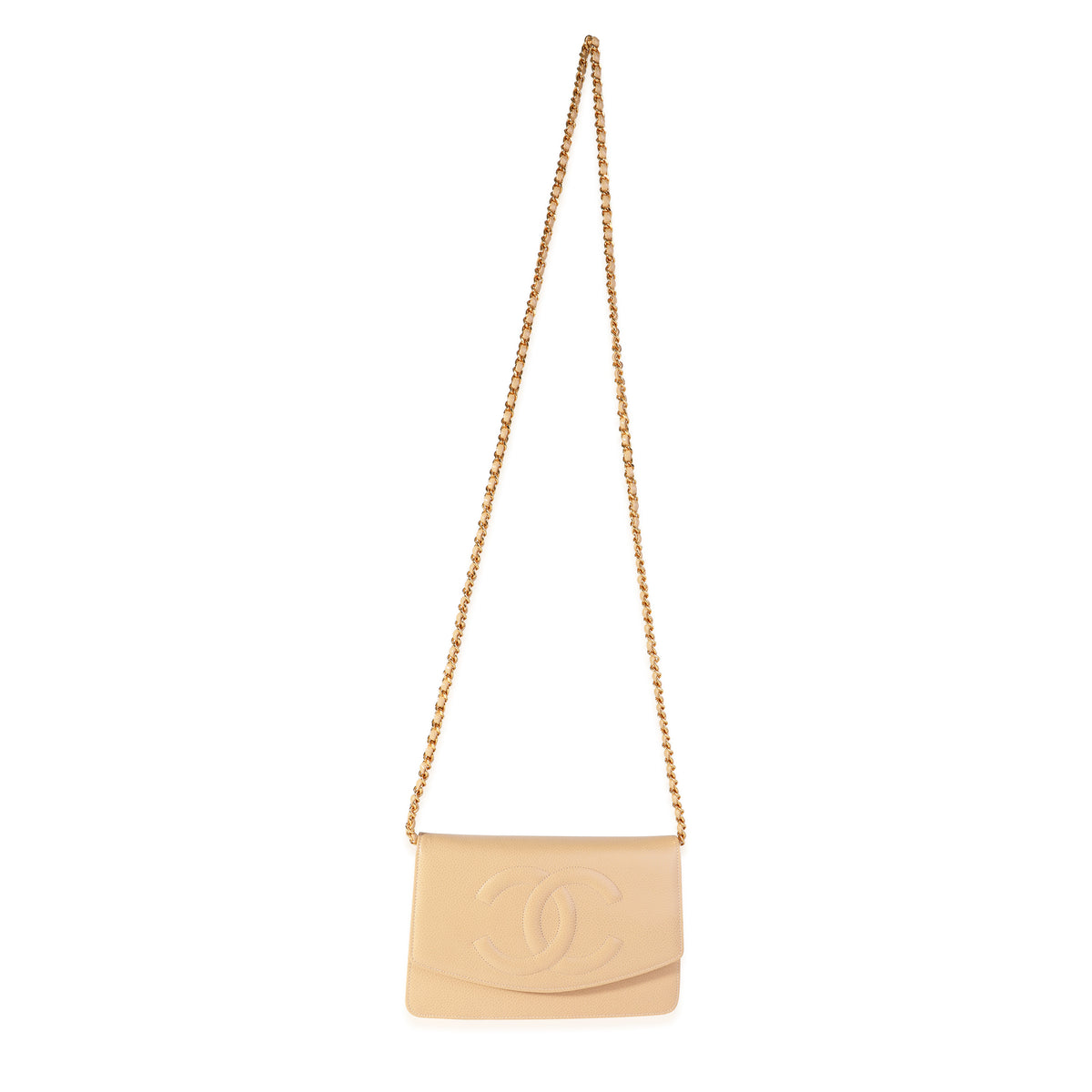 Chanel Beige Caviar Timeless Wallet On Chain