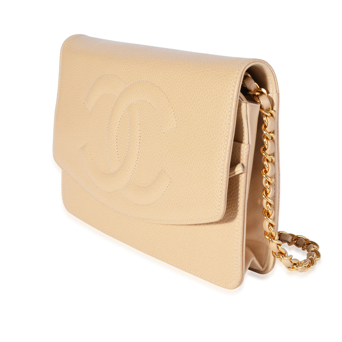 Chanel Dark Beige Quilted Caviar Leather Classic Woc Clutch Bag