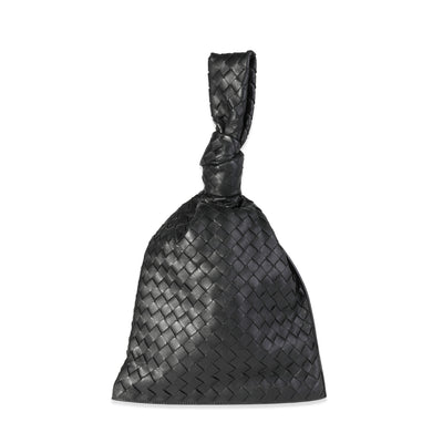 Bottega Veneta Black Soft Intrecciato Leather BV Twist Clutch