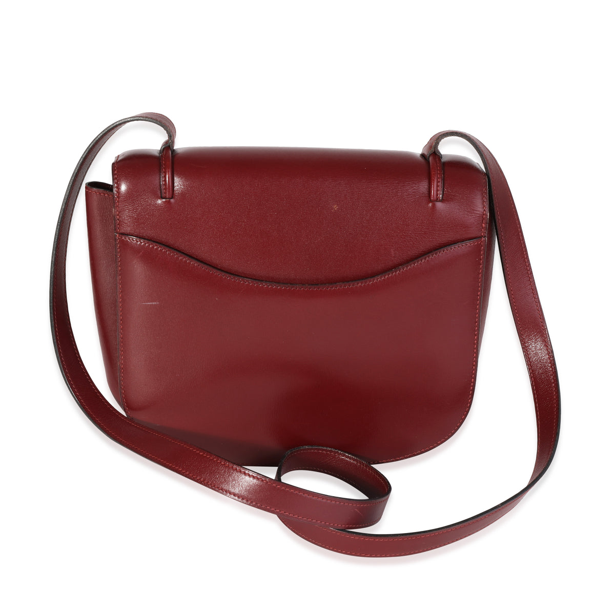 Hermes Rouge H Calf Box Leather Evelyne I Crossbody Bag