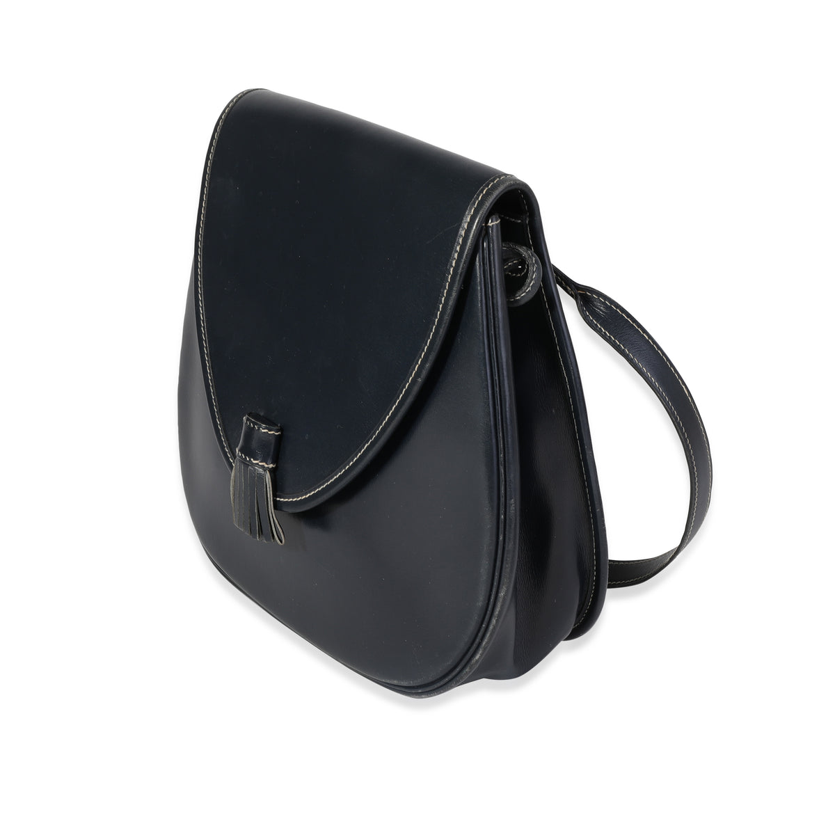 Hermès Vintage Navy Box Calf Tassel Flap Shoulder Bag