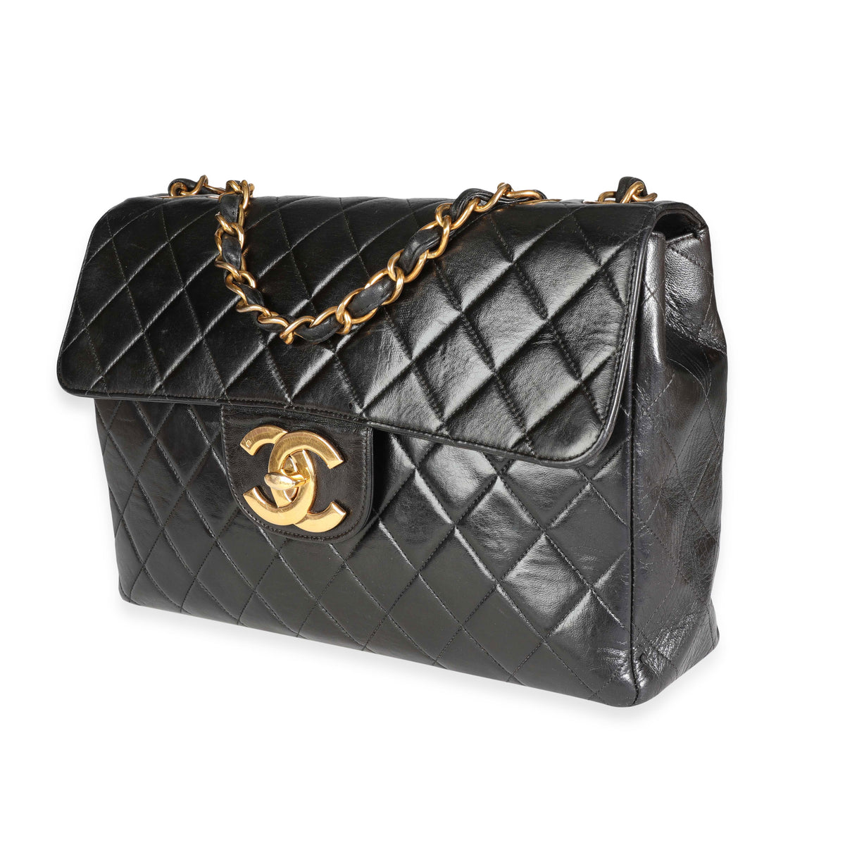 Chanel Vintage Black Quilted Lambskin XL Jumbo Flap Bag, myGemma