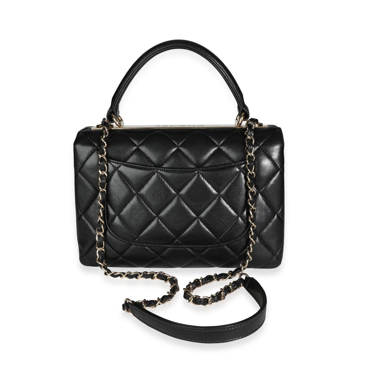 CHANEL Lambskin Quilted Small Trendy CC Dual Handle Flap Bag Black 1297396