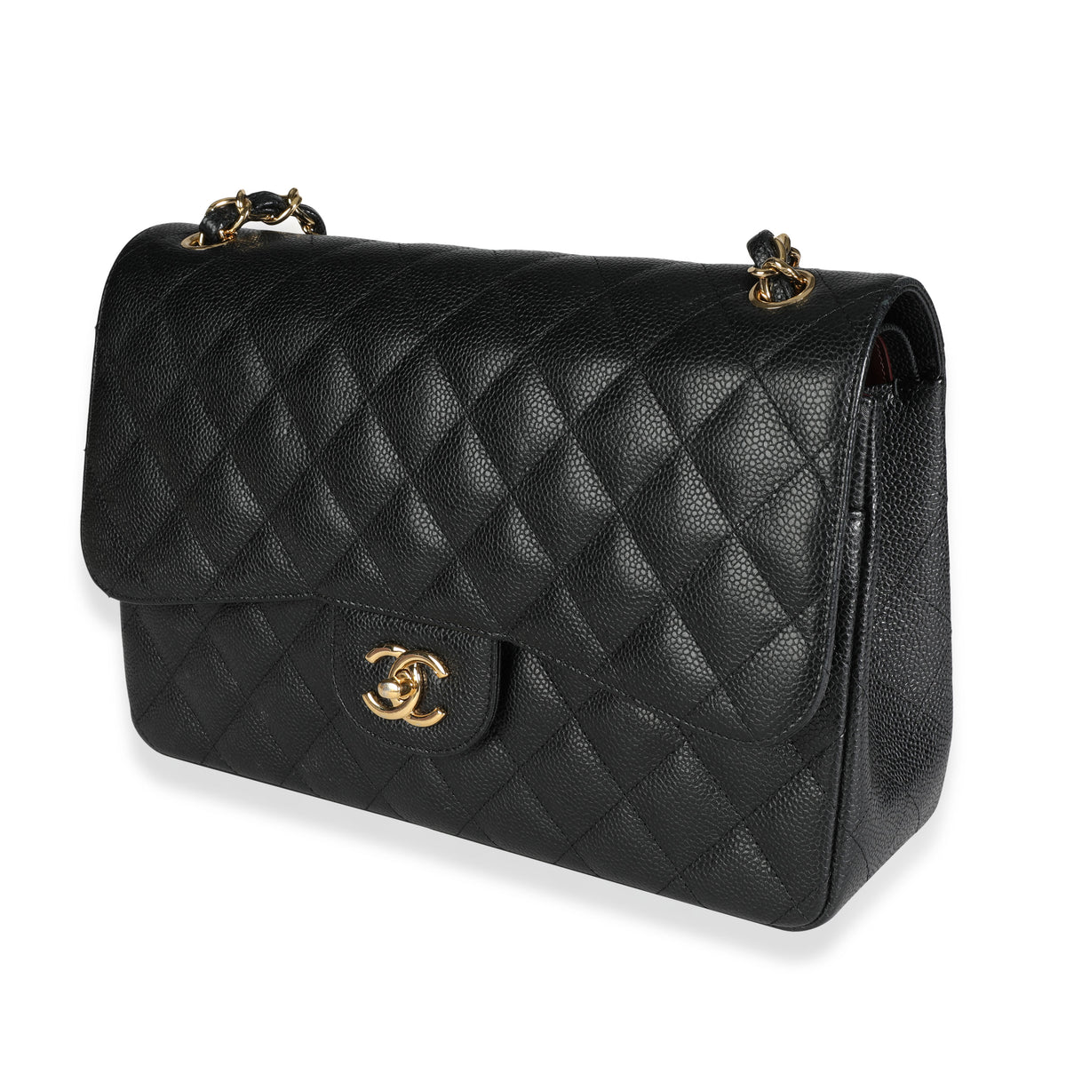 Chanel Black Quilted Caviar Jumbo Classic Double Flap Bag, myGemma, SG