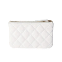 Chanel White Quilted Caviar Mini O Case