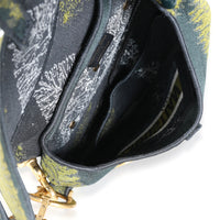 Dior Green Tie Dye Embroidered Saddle Bag with Bandoulière Strap