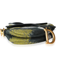 Dior Green Tie Dye Embroidered Saddle Bag with Bandoulière Strap