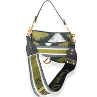 Dior Green Tie Dye Embroidered Saddle Bag with Bandoulière Strap