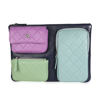 Chanel Rare Multicolor Quilted Lambskin Pocket O-Case