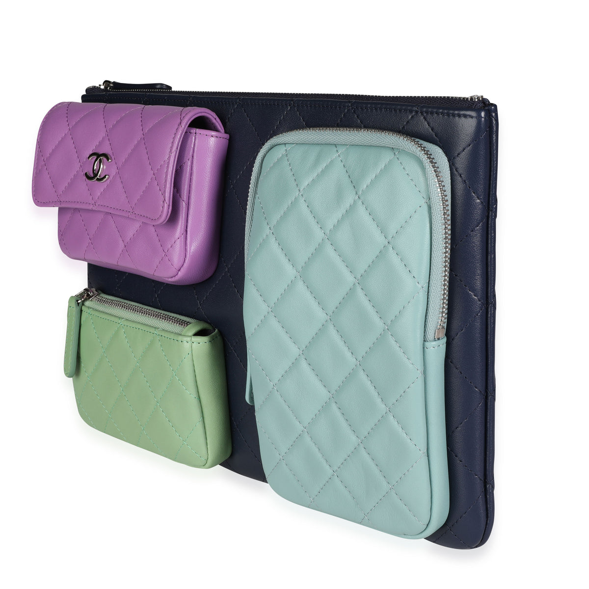 Chanel Rare Multicolor Quilted Lambskin Pocket O-Case