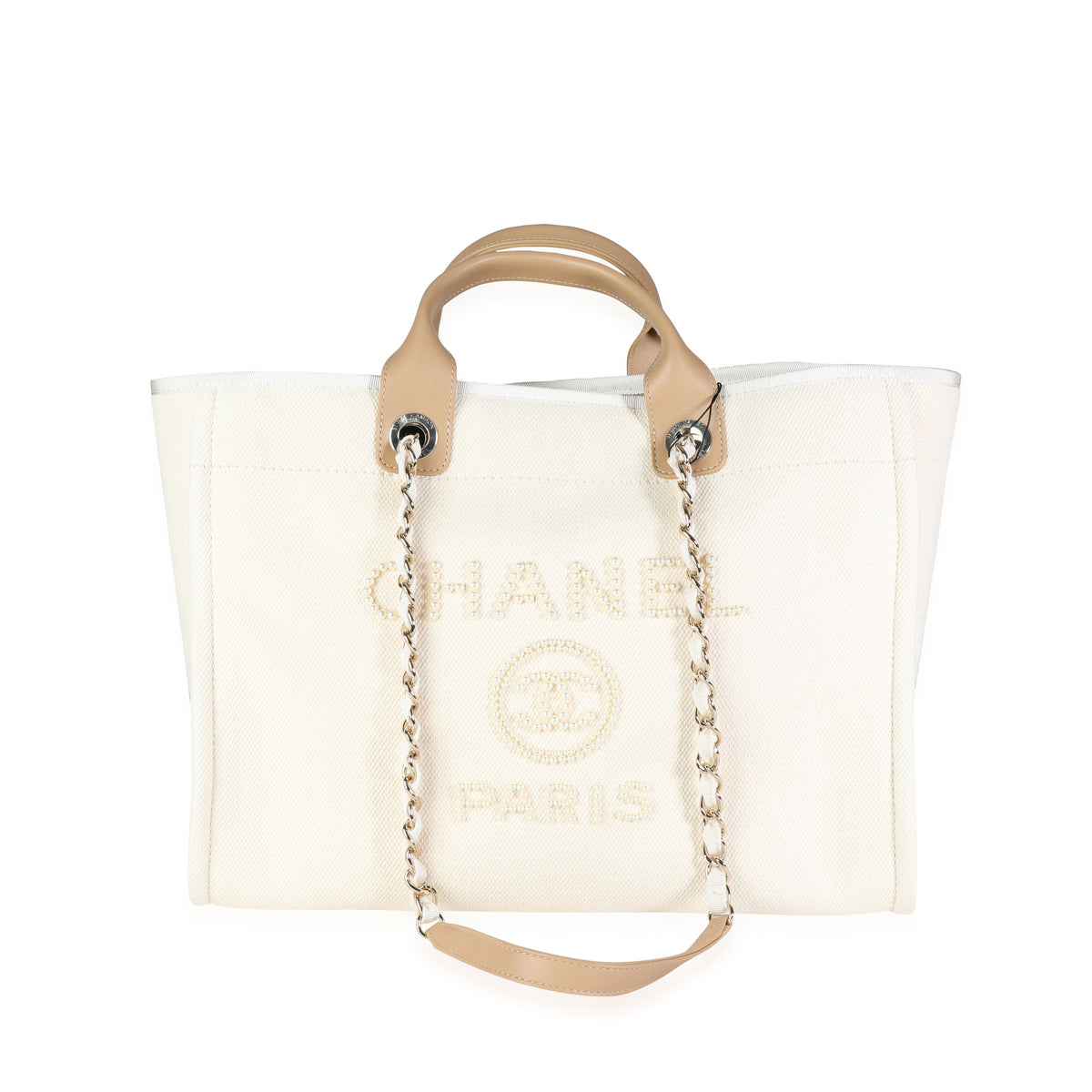 Chanel Natural Canvas and Tan Leather Large Pearl Deauville Tote, myGemma