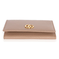 Gucci Beige Grained Calfskin Leather GG Marmont Business Card Case