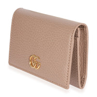 Gucci Beige Grained Calfskin Leather GG Marmont Business Card Case