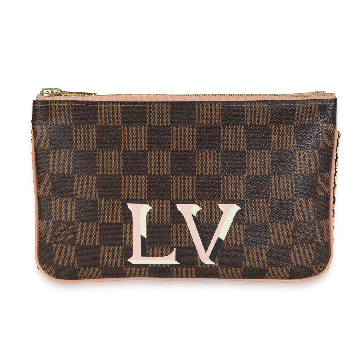 Louis Vuitton LV Damier Ebene Double Zip Pochette Crossbody - A