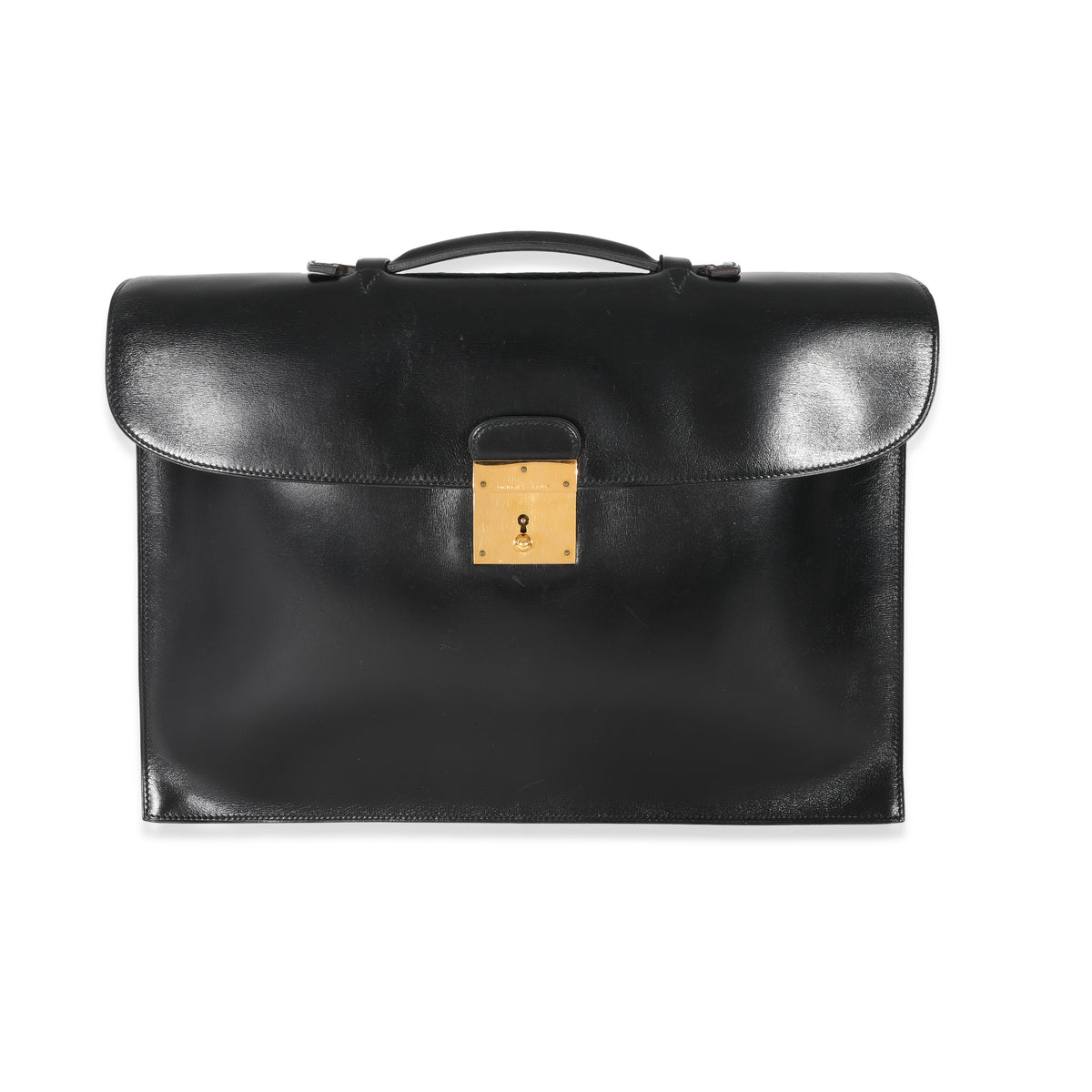 Hermès Vintage Black Box Calf Quirus Briefcase GHW